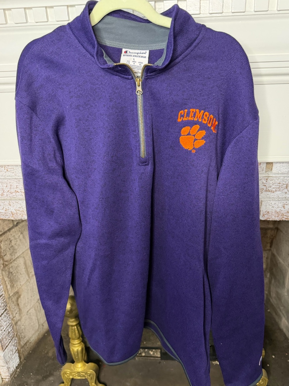 Champion Purple Clemson University Tigers Quarter-Zip Pullover with Gray Trim